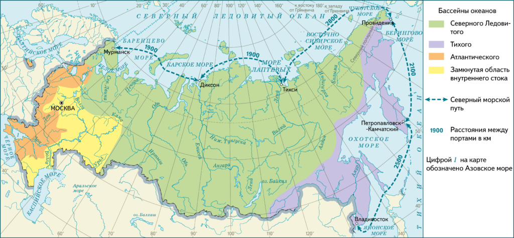 КАРТА БАССЕЙНОВ ОКЕАНОВ РОССИИ