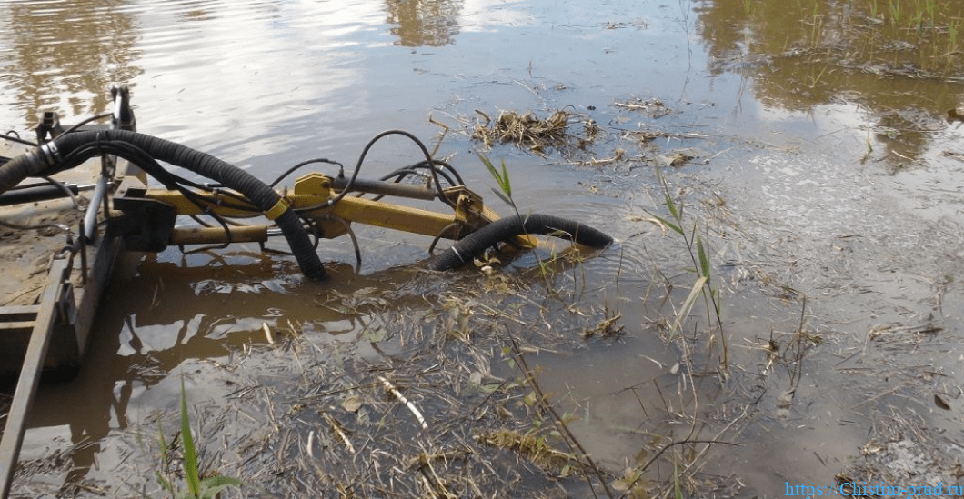 Очистка прудов и водоемов - комплекс услуг 4 Удаление водорослей и корневой системы камыша